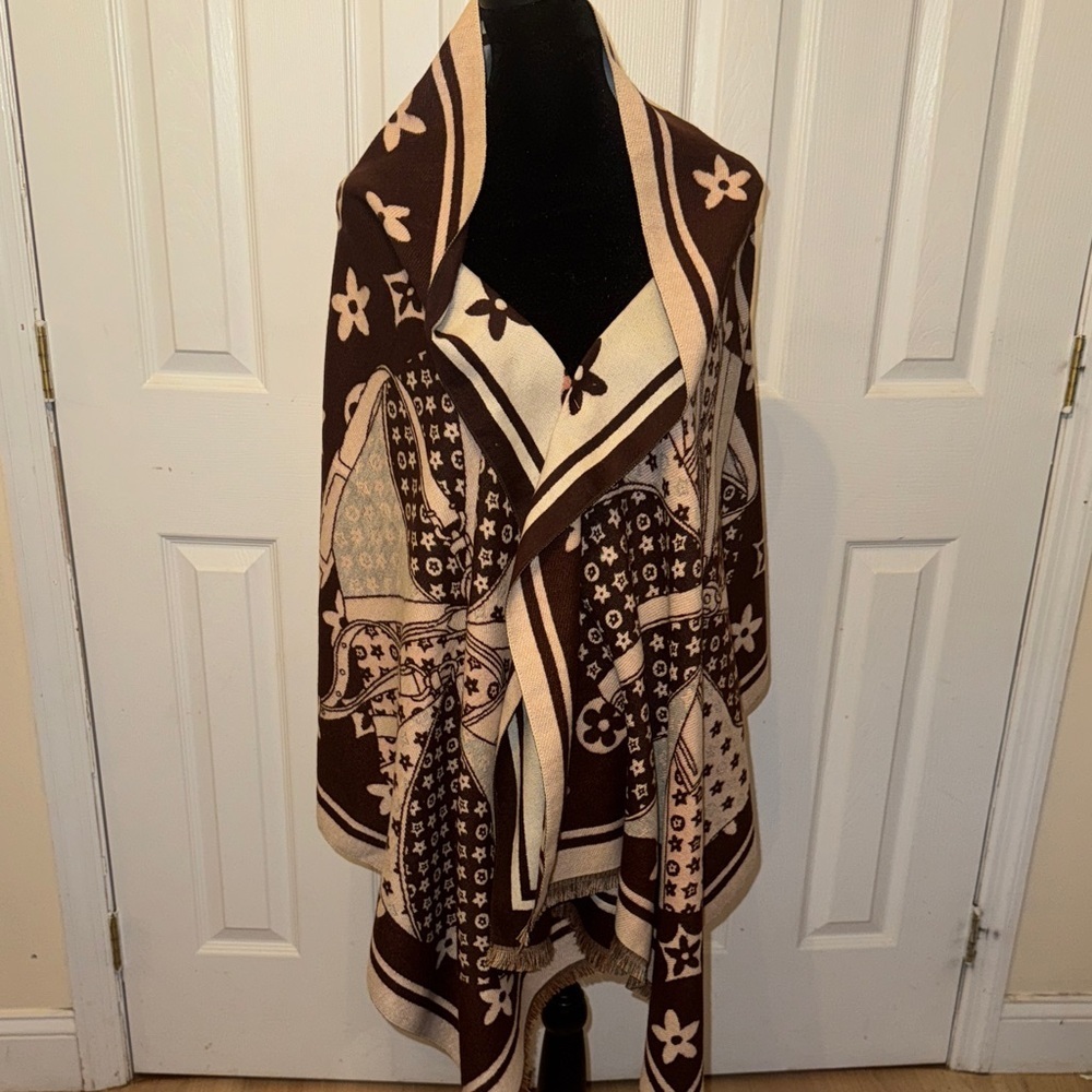 Brown and Cream Patterned Cardigan